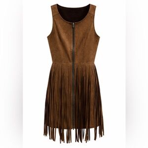 Brown Fringe Mini Dress